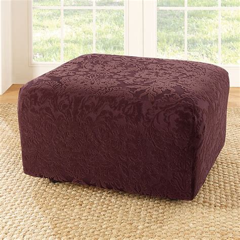 Sure Fit® Stretch Jacquard Damask Ottoman Slipcover Bed Bath And Beyond