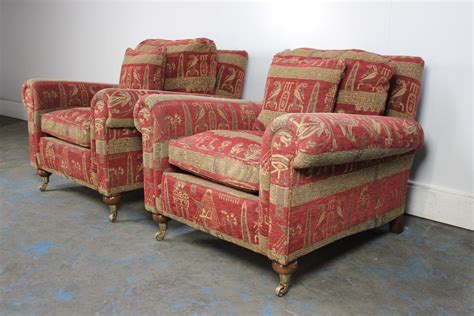 Handsome Pair Of Duresta Loafer Armchairs In Luxor Tapestry Fabric