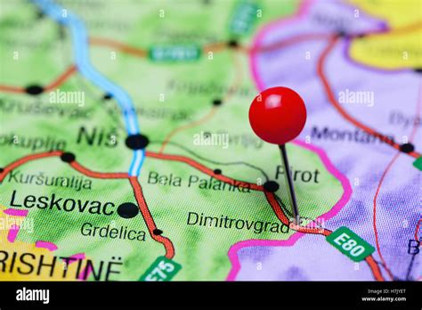 Dimitrovgrad Pinned On A Map Of Serbia Stock Photo Alamy