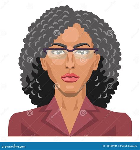 Pretty Girl With Glasses And Curly Hair Illustration Vector Stock Vector Illustration Of Happy