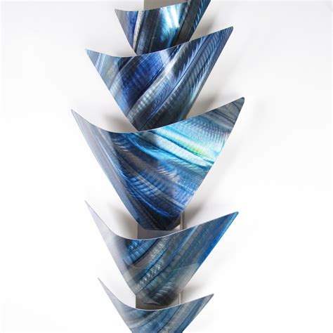 Blue and silver metal wall art. "Aurora Torchiere Series" 40"x24" Modern Abstract Metal ...