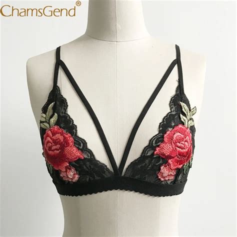 Buy Chamsgend Bras Women Sexy Floral Lace Embroidery Rose Bralette Bustier Push