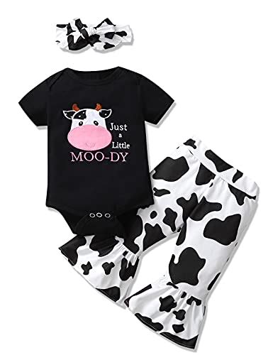 Detigee Baby Girl Cow Print Outfit Infant Cow Clothes For Girls Baby