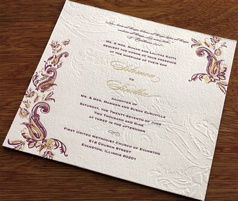 Paisley Indian Letterpress Wedding Card Gallery Sindhu Invitations By Ajalon