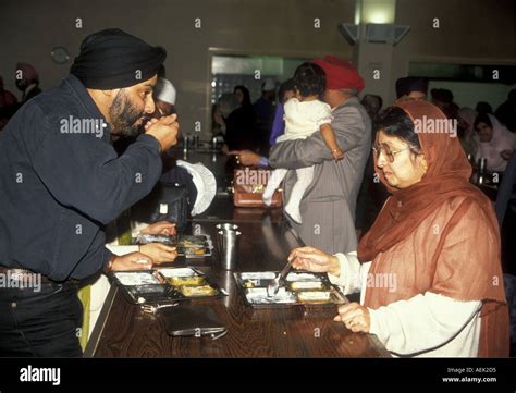 Sikhs Sharing Langar The Vegetarian Meal Served After Sunday Service In