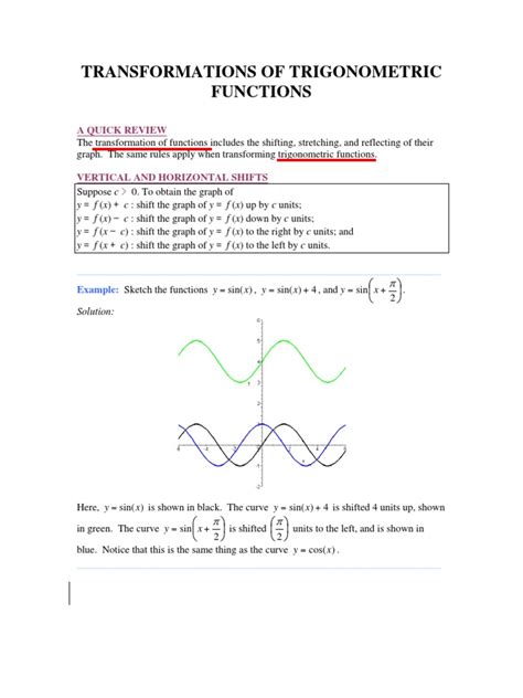 Transformations Of Trigonometric Functions Pdf