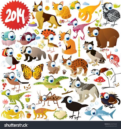 Extra Big Vector Cartoon Animals Set 223473229 Shutterstock