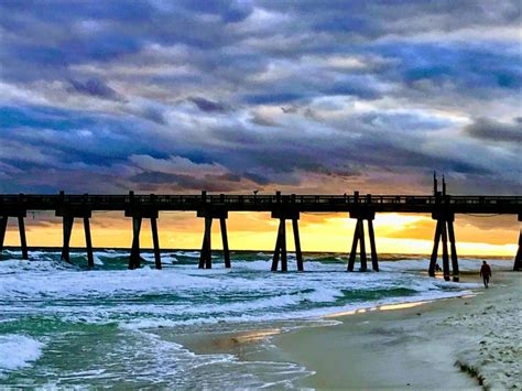 Sunset Pensacola Beach Pier Pensacola Beach Sunrise Sunset