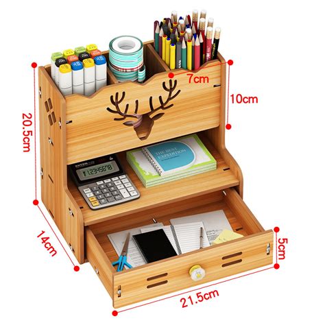 Wooden Desktop Organizer With Block Art Supply Organizer Desk Etsy