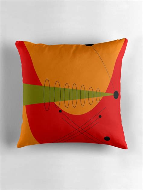 Mid Century Modern Abstract In Orange Throw Pillow By Gail Gabel Llc