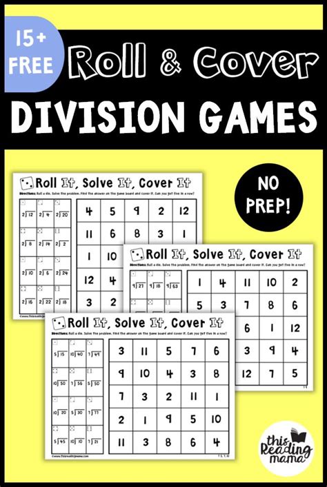 No Prep Division Games: Roll & Cover - This Reading Mama | 4th grade