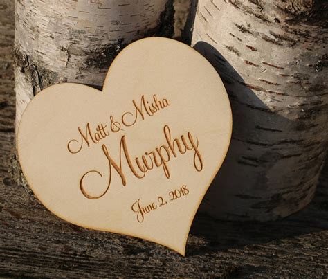 Personalized Wood Couple Heartengraved Wedding Heartlaser Etsy