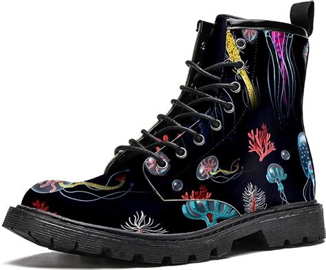 Mapolo Boots For Women Jellyfish Corals Seaweed Print