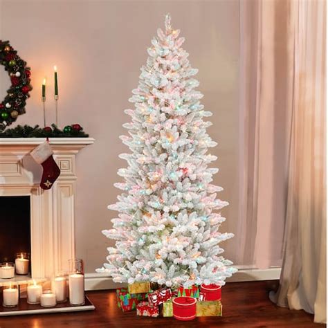 75ft Pre Lit White Slim Fraser Fir Flocked Artificial Christmas Tree