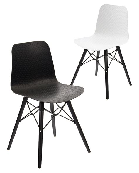 Net Plastic Dining Chair Wooden 4 Leg Black