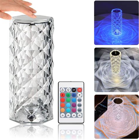 Mmeng Rose Diamond Table Lamp Led Touch Color Changing Crystal