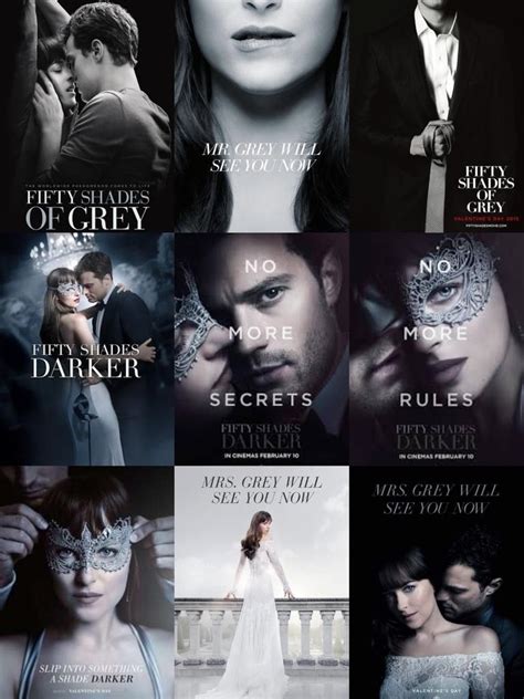 When college senior anastasia steele steps in for her sick roommate to interview prominent businessman christian grey for their campus paper, little does she realize the path her life will take. fifty shades trilogy movie posters | Fifty shades series ...