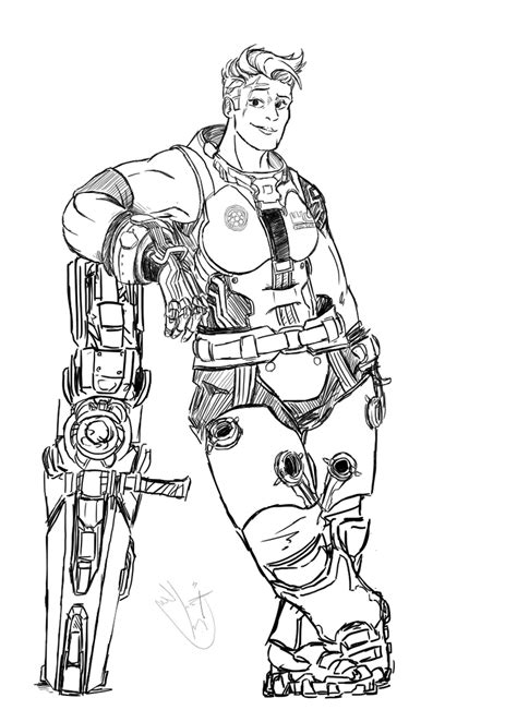 Overwatch Commission Zarya Lineart By Raymaninbo On Deviantart