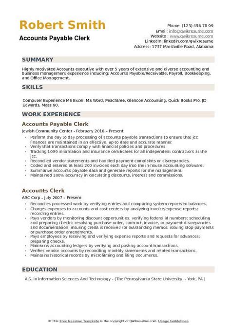 It provides details about your experiences and skills. Accounts Payable Clerk Resume Template | IPASPHOTO