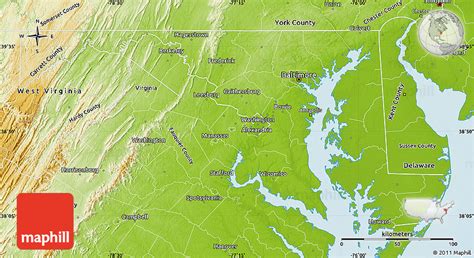 Physical Map Of Maryland