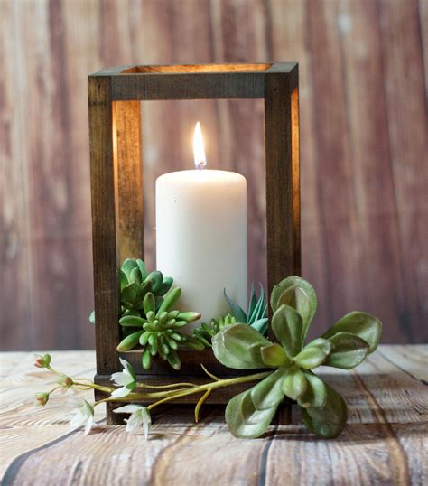 Reclaimed Wood Candle Lantern Centerpiece Rustic Wedding Etsy