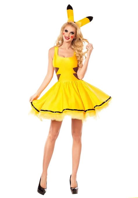 Women Sexy Pikachu Costume Halloween Pocket Monster Cosplay Fancy Dress S M L XL XL On