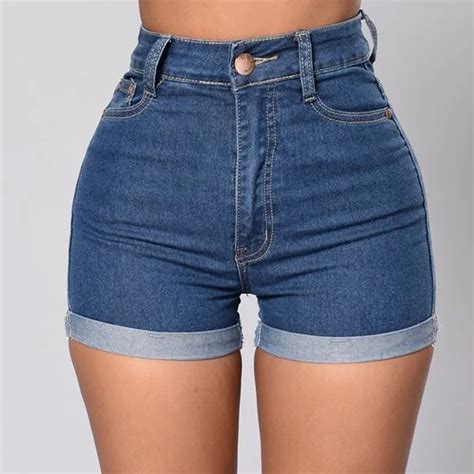 Womens High Waist Stretch Jeans Women Summer Fashion Denim Shorts