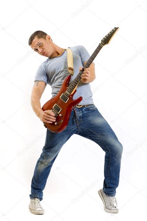 Download Guitarist Playing His Electric Guitar — Stock Image Human