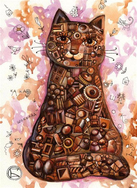 Chocolat Par Oxana Zaika Chocolate Cat Art Mignon Galerie D Art En