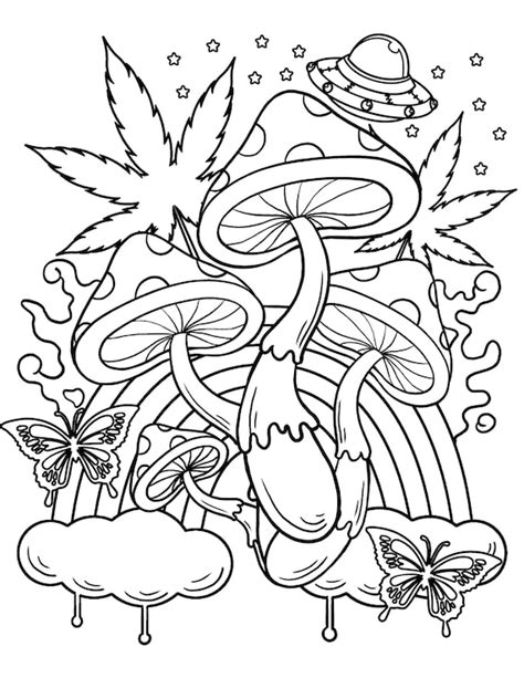 Mushroom Coloring Pages For Adults Free Printable Templates