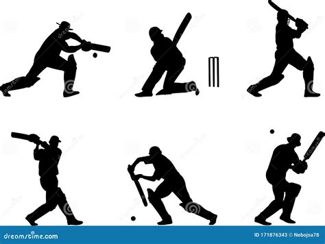 Silhouettes De Joueurs De Cricket Illustration De Vecteur