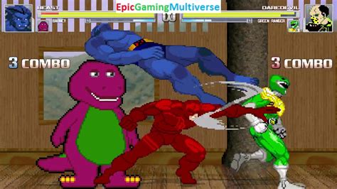 Green Ranger And Daredevil Vs Barney The Dinosaur And Beast In A Mugen