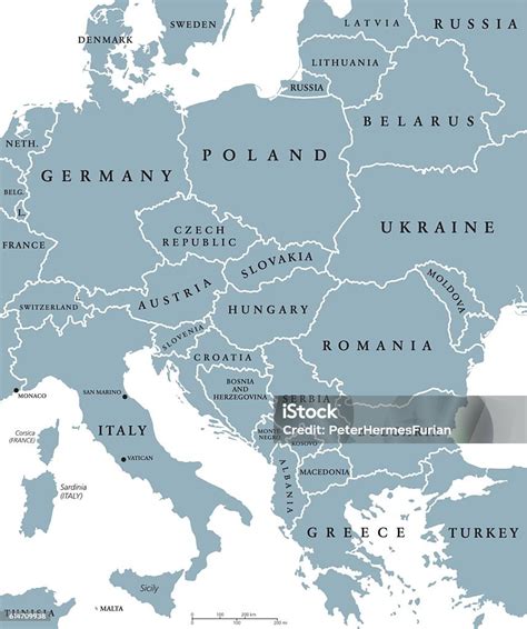 Mappa Politica Dei Paesi Delleuropa Centrale Immagini Vettoriali