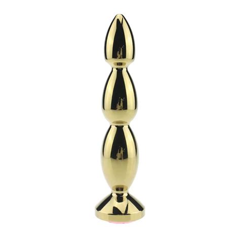 large gold stainless steel metal anal plug with diamonds anal dildo sex toys products butt plug