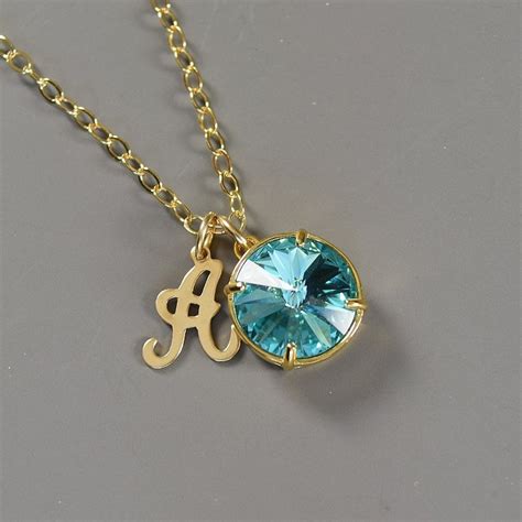 December Birthstone Necklace Initial Gold Personalized Mothers Etsy