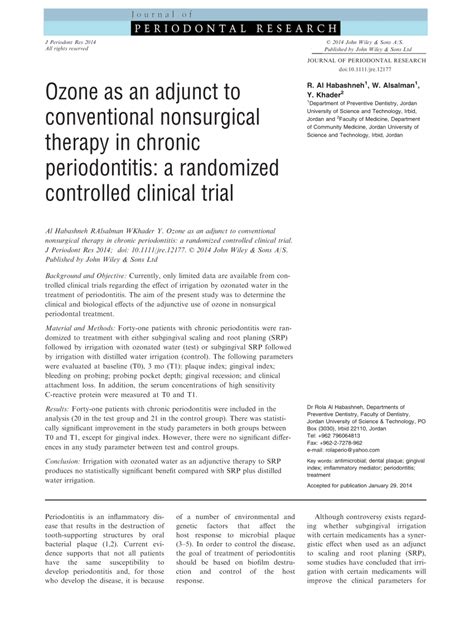 PDF Ozone As An Adjunct To Conventional Nonsurgical Therapy In