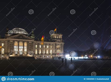 Reichstag Attraction In Berlin By Night Stock Image Image Of