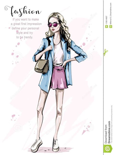 Anime Full Body Pretty Hipster Girl Cute Girl Drawing