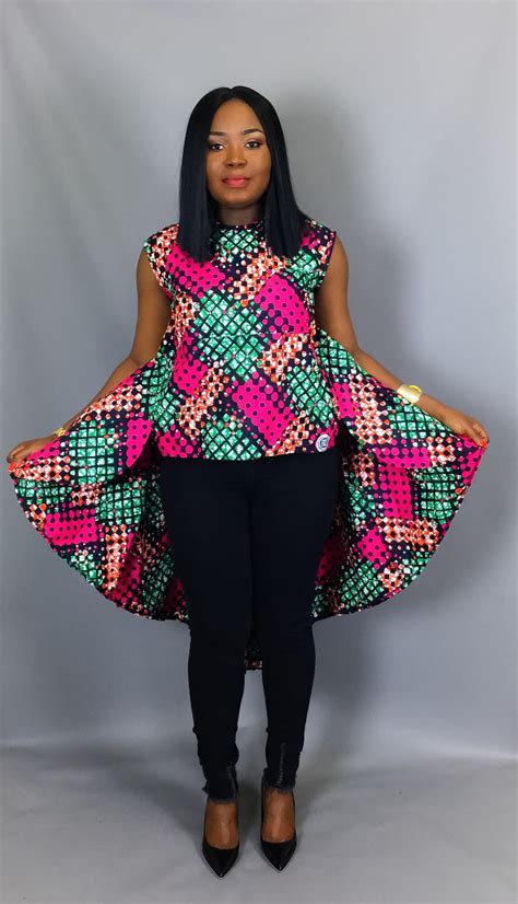 African Print Loose High Low Topafrican Clothingafrican Topsblouses