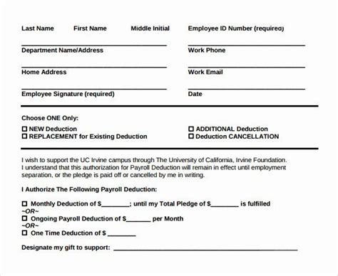 Payroll Deduction Form Word Beautiful Payroll Deduction Forms To