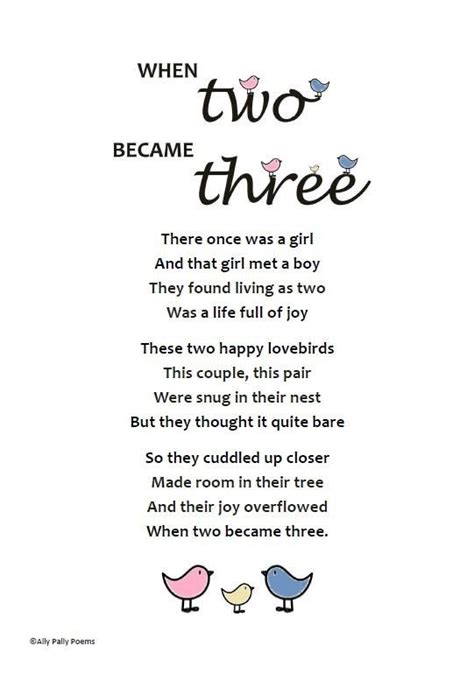 Poem for new baby 'When two became three', gift for new parents