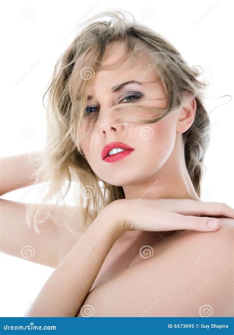 Portrait Of The Nude Blonde With Blue Eyes Stock Image Image Of Lady Happy