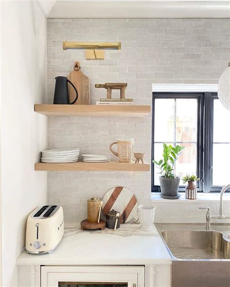 Open Shelving Kitchen With Light Wood Shelves Soul And Lane