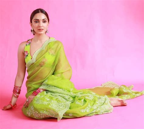 Kiara Advani Goes Green In An Organza Saree For Shershaah Promotions