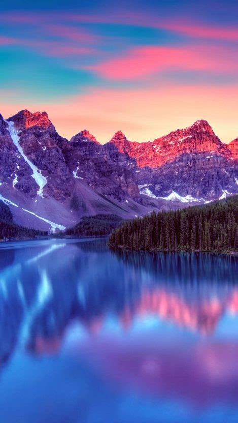 Canada Lake Blue Nature Snow Mountains Iphone Wallpaper Free