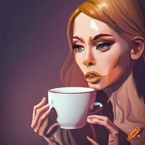 Woman Drinking Coffee On Craiyon