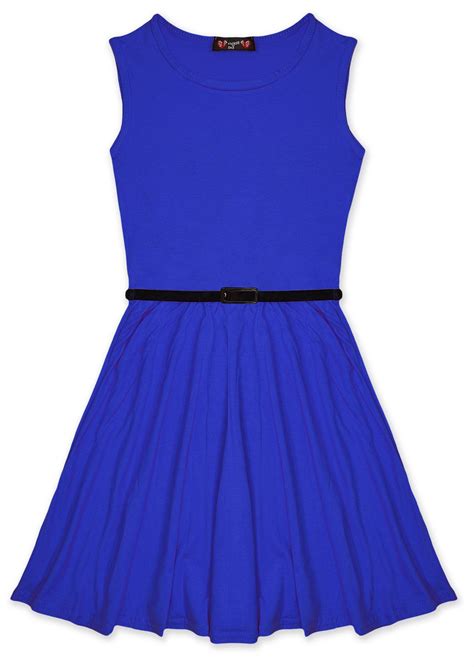 Girls Skater Dress Kids Party Dresses Belted New Age 7 8 9