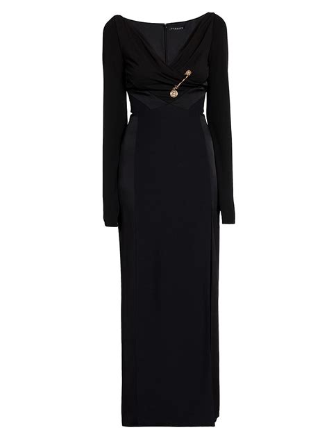 Versace Safety Pin Gown Black Editorialist