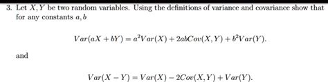 Solved Let Xy Be Two Random Variables Using The Definitions Of