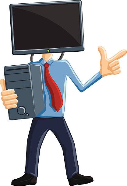 Best Computer Cartoon Computer Monitor Cpu Illustrations Royalty Free